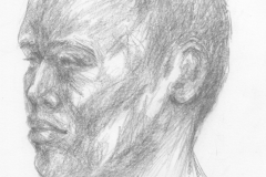 Live- portret Afrikaanse man -in zwart krijt